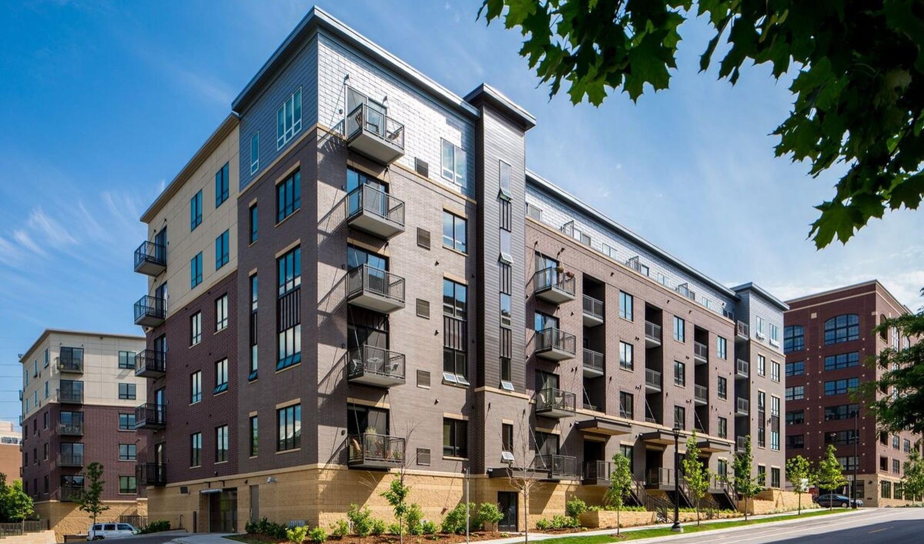 Exterior view of The Paxon apartments in Minneapolis