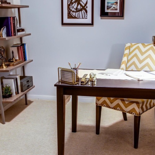 Refined spaces to match your style home office with carpet
