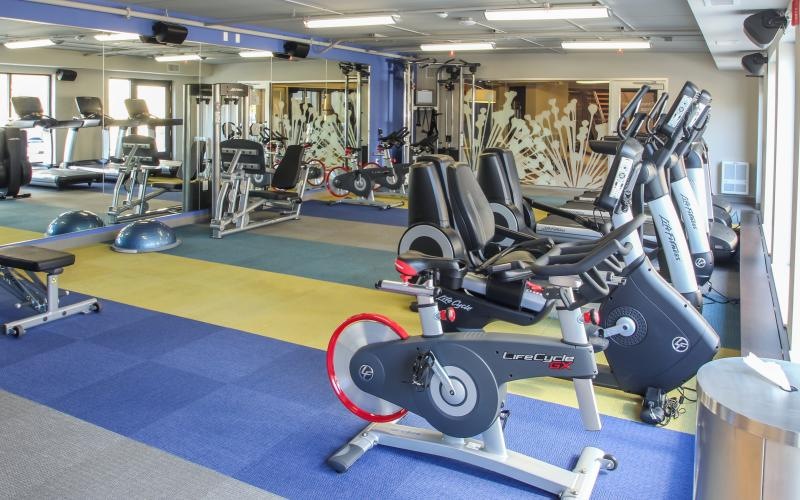 Fitness center at The Paxon apartments in Minneapolis